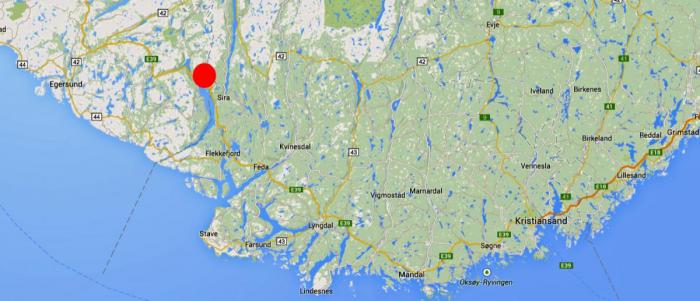 HER: 250 meter øst for Lavolltunnelen på E39 skjedde ulykken. Foto: Skjermdump fra Google maps